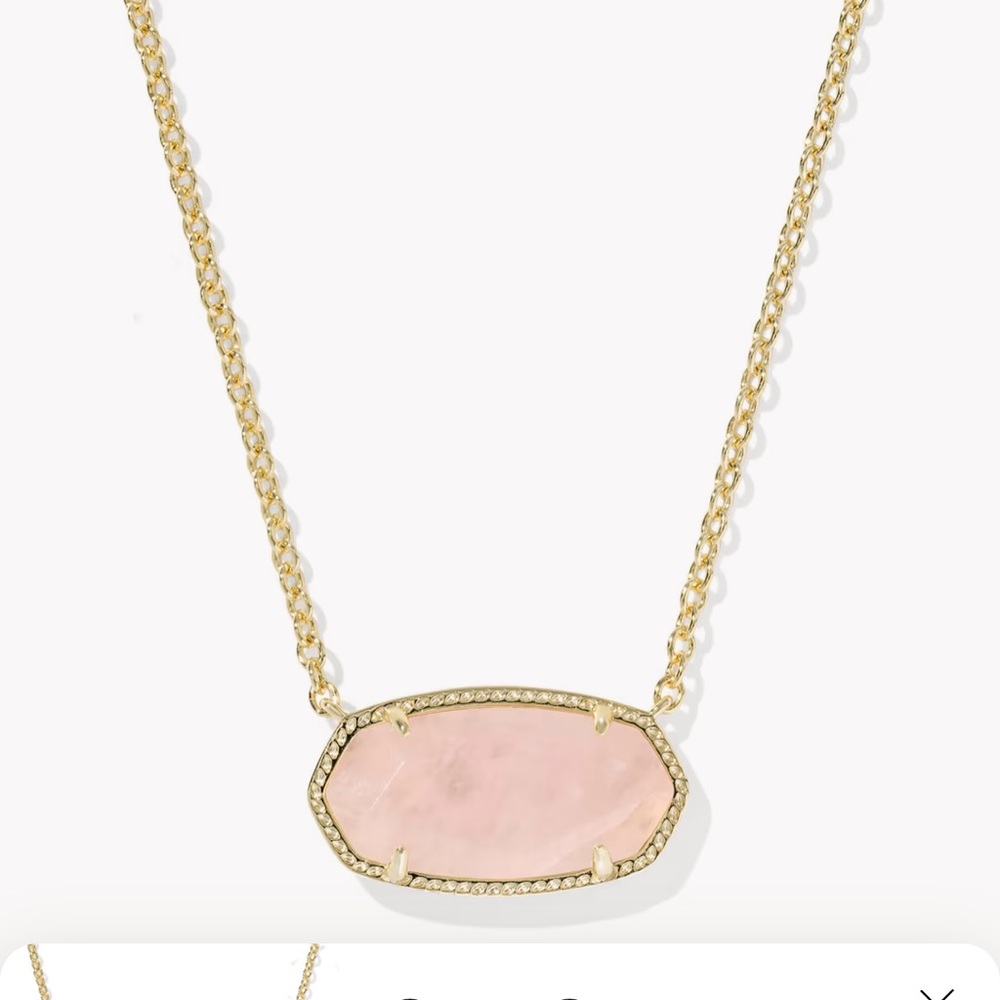 Kendra Scott Elisa Gold-Plated Necklace with Rose Quartz Stone Pendant